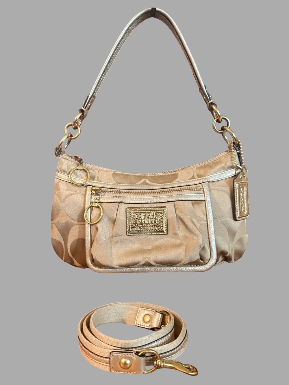 Title: Vintage Y2K Coach Poppy Signature Sateen Crossbody – Style 14562